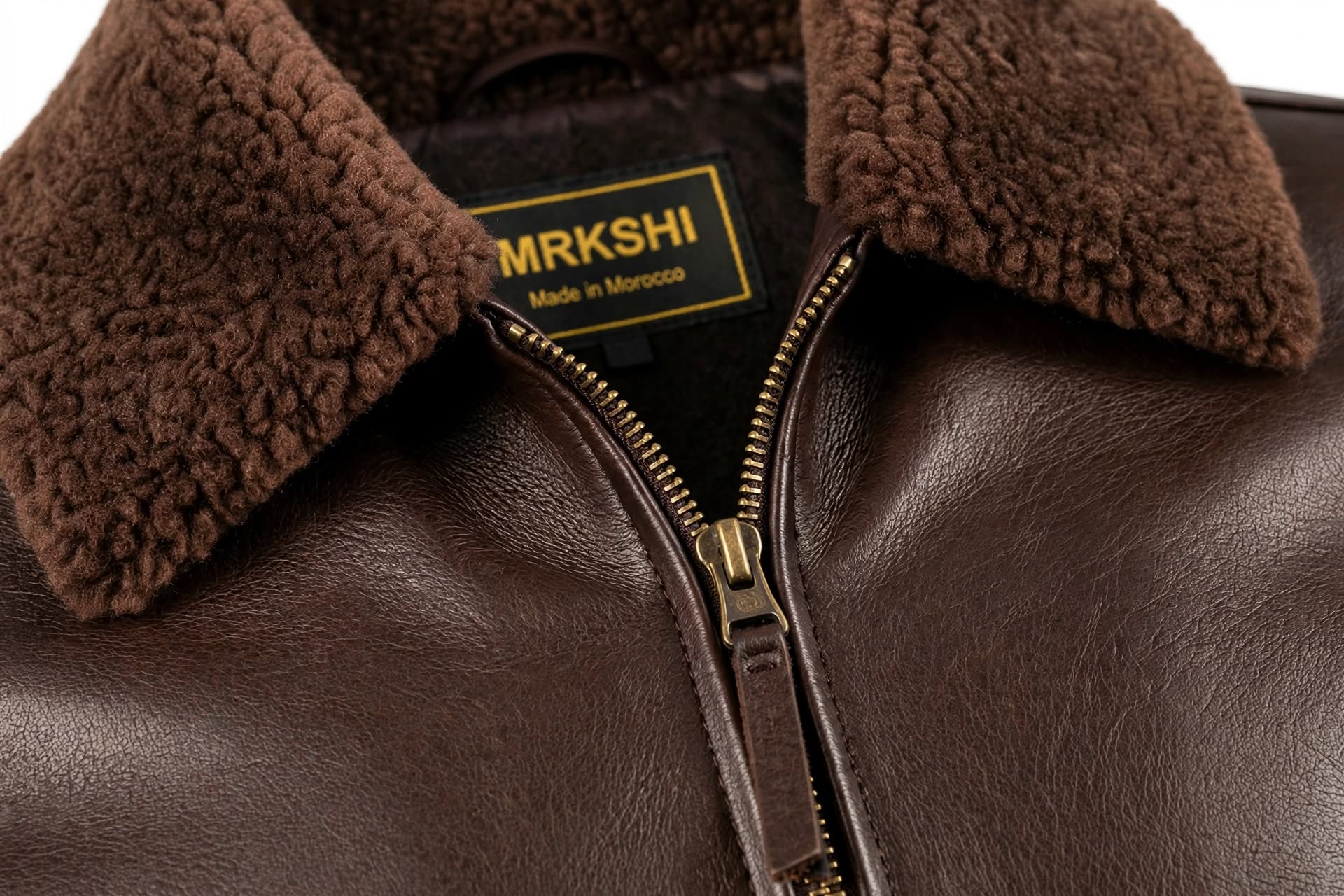 MRKSHI AIRMARE — Lamb Nappa leather Jacket in Brown, detail