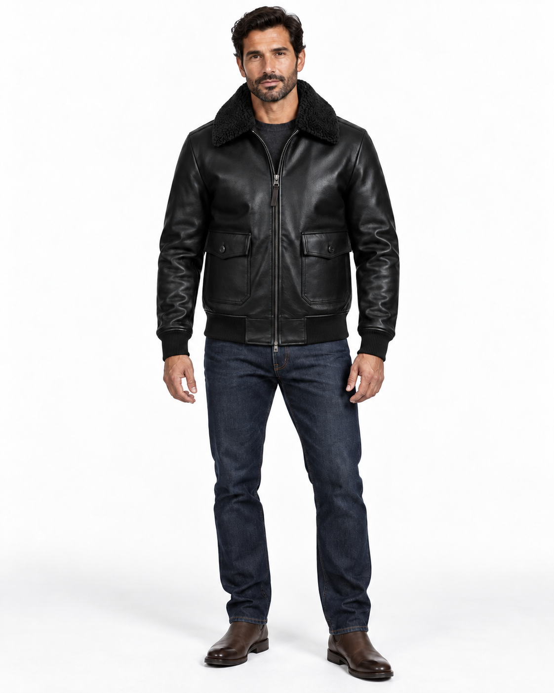 MRKSHI AIRMARE — Lamb Nappa leather Jacket in Black, leather detail