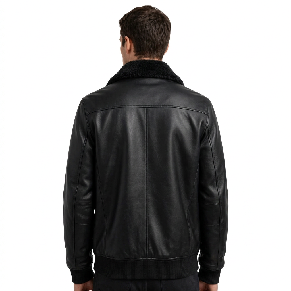 MRKSHI AIRMARE — Lamb Nappa leather Jacket in Black, detail