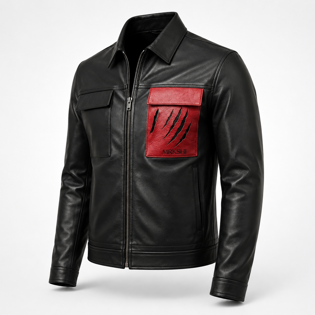 MRKSHI ATLAS ULTRA — Lamb Nappa leather Jacket in Black, three quarter view