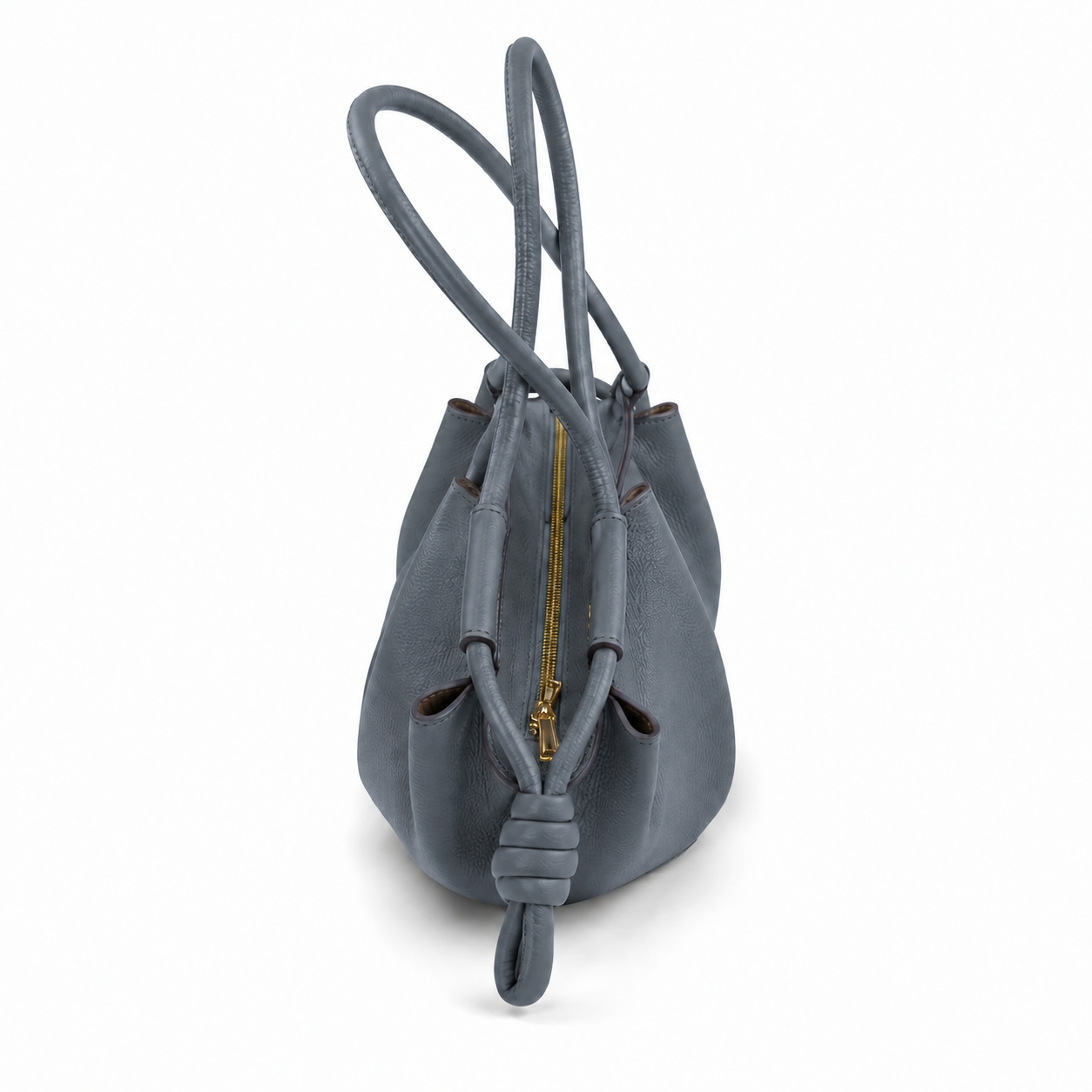 MRKSHI SCULPTURE — Smooth Leather leather Bag in Graphite, three quarter view