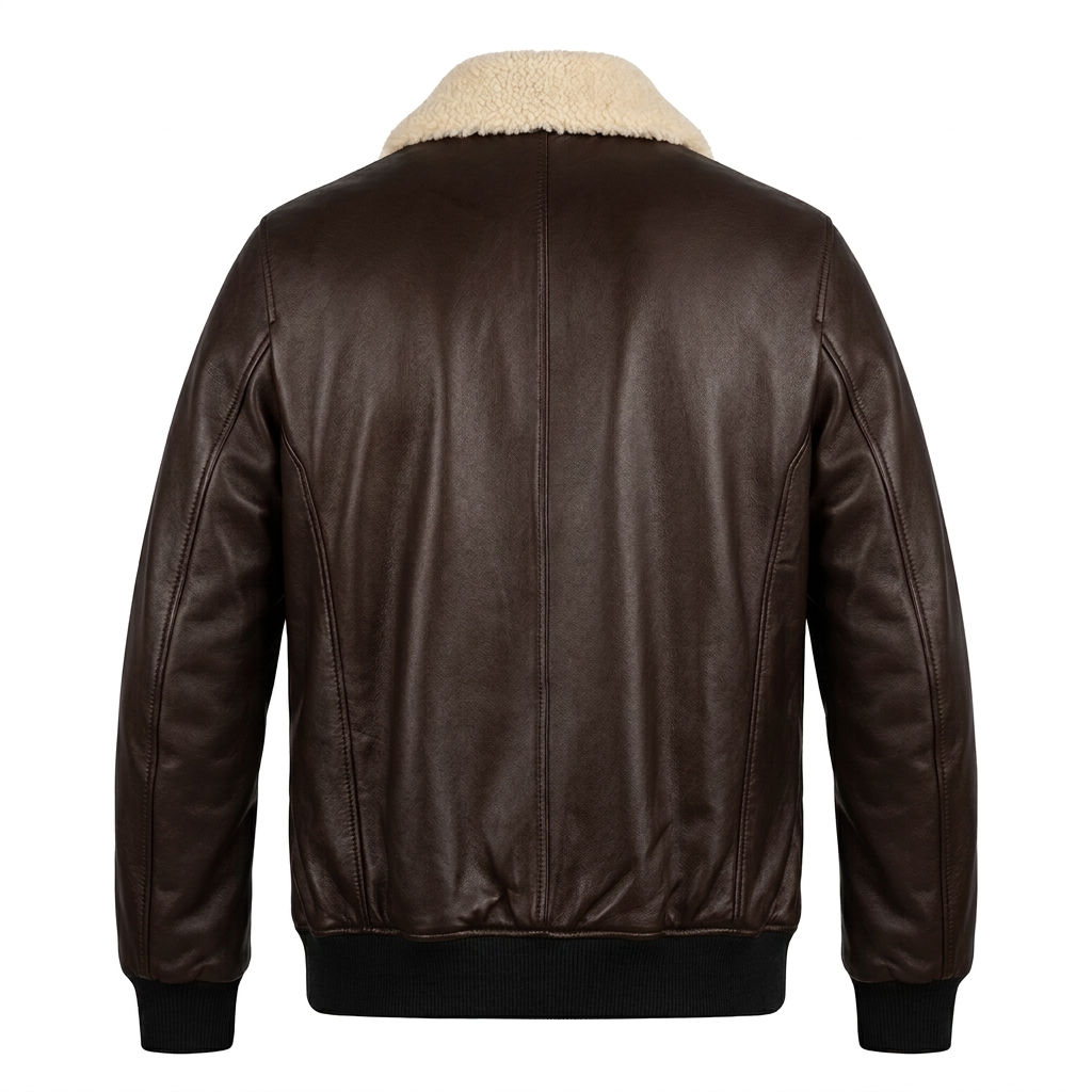 MRKSHI 2AM — Lamb Leather leather Jacket in Dark Chocolate, back view