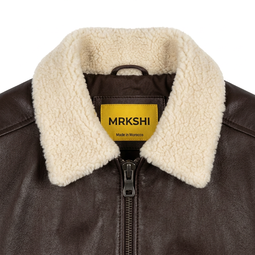MRKSHI 2AM — Lamb Leather leather Jacket in Dark Chocolate, detail