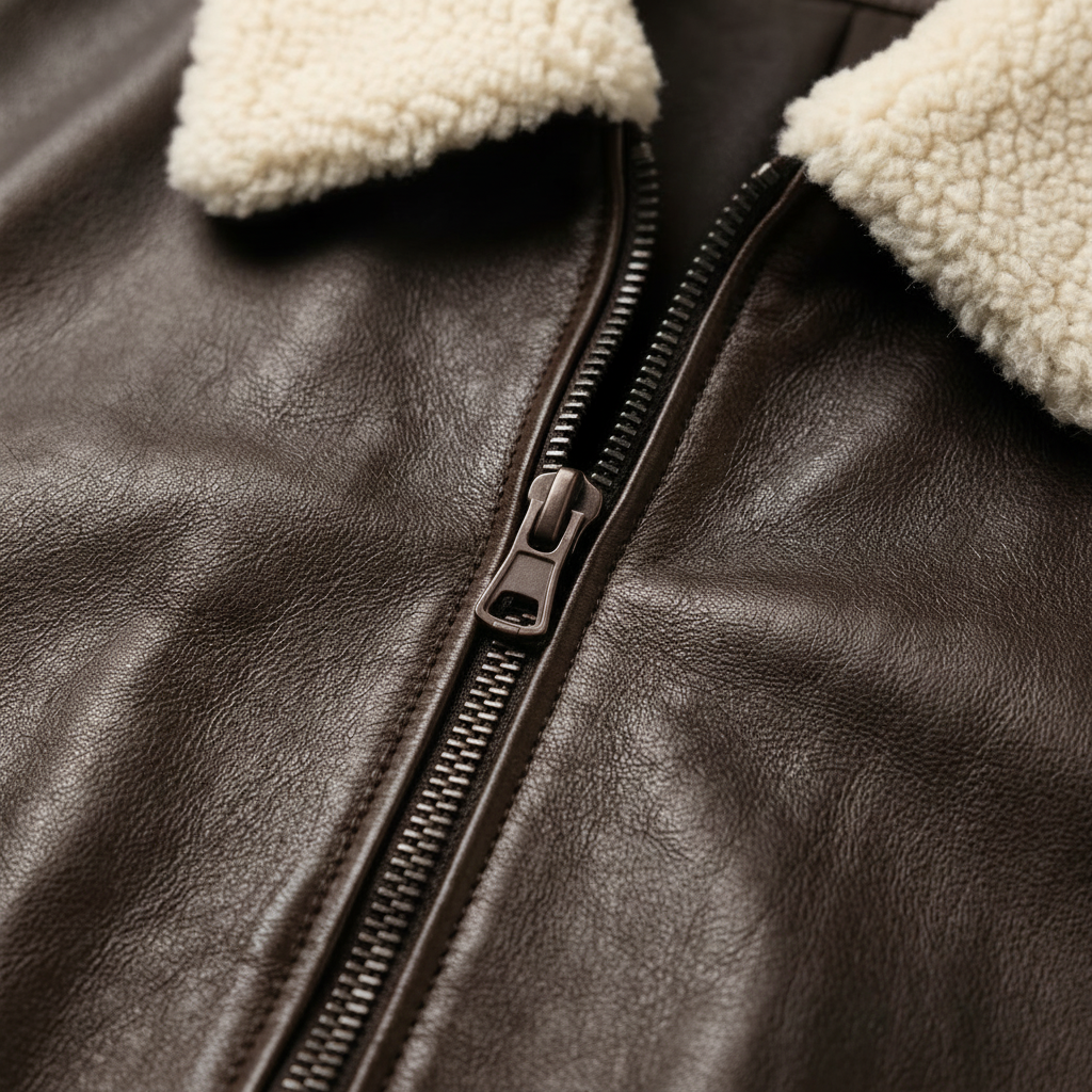 MRKSHI 2AM — Lamb Leather leather Jacket in Dark Chocolate, detail