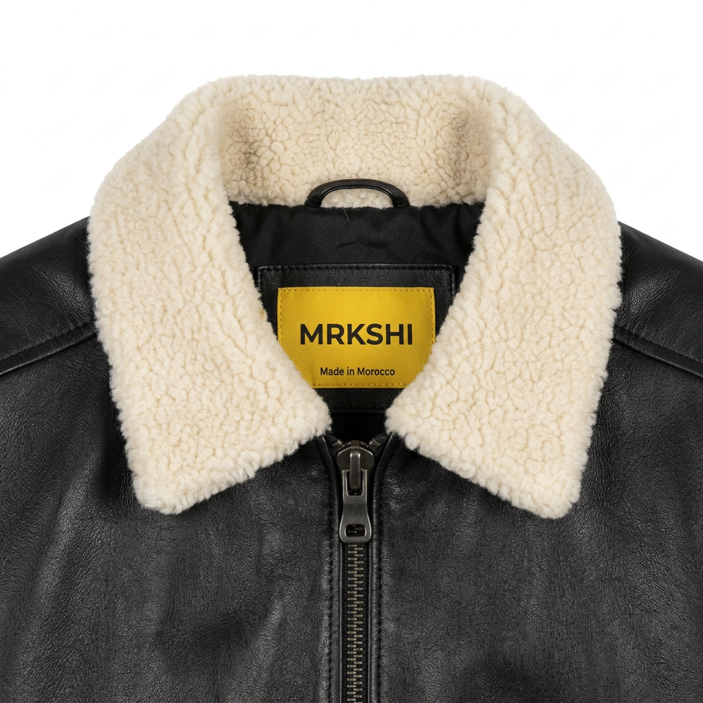 MRKSHI 2AM — Lamb Leather leather Jacket in Black, detail