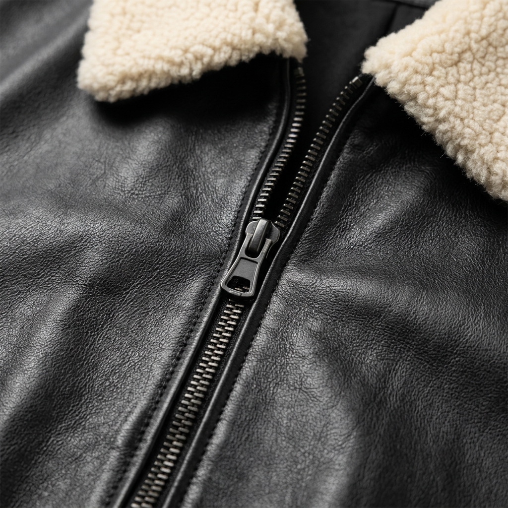 MRKSHI 2AM — Lamb Leather leather Jacket in Black, detail