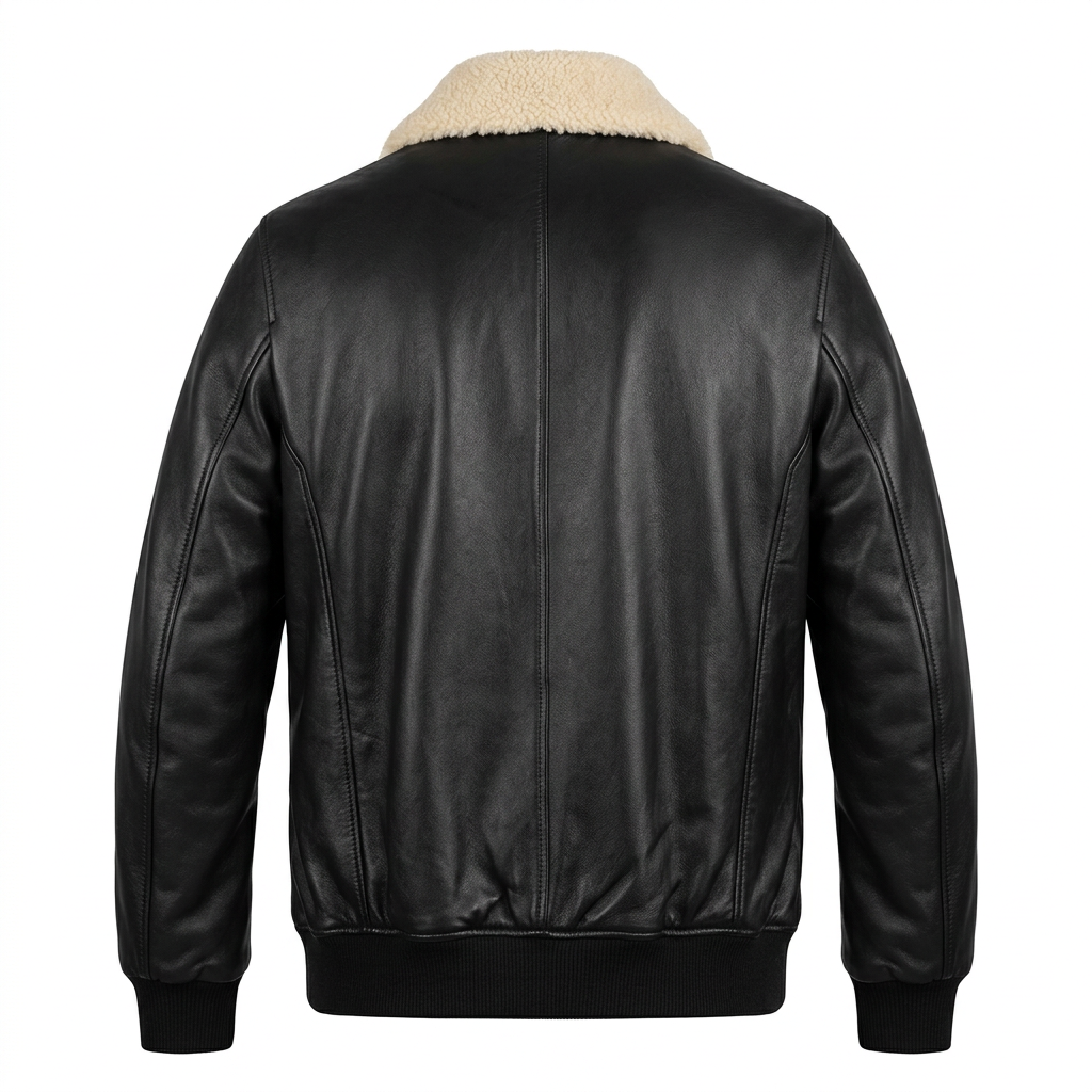 MRKSHI 2AM — Lamb Leather leather Jacket in Black, back view
