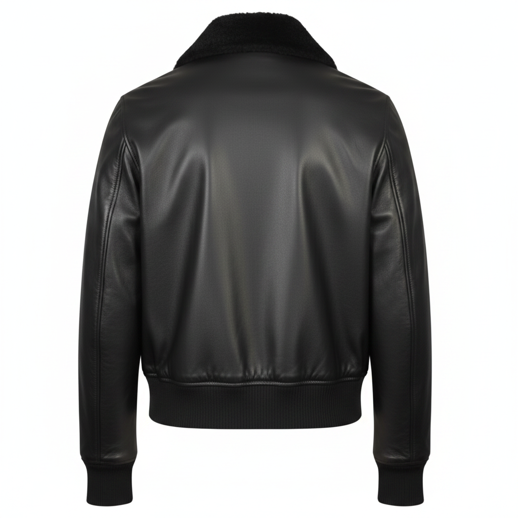 MRKSHI AMBRE — Lamb Nappa leather Jacket in Black, back view