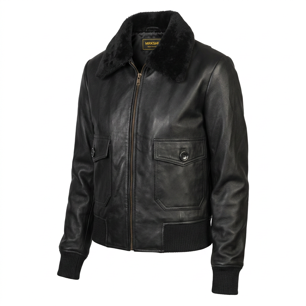MRKSHI AMBRE — Lamb Nappa leather Jacket in Black, side view