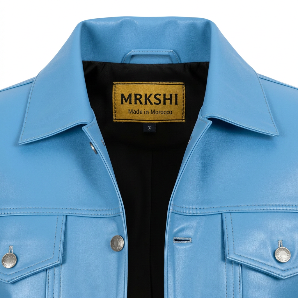MRKSHI ALIVE — Lamb Nappa leather Jacket in Baby Blue, detail