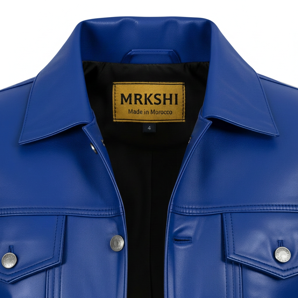 MRKSHI ALIVE — Lamb Nappa leather Jacket in Blue Night, detail