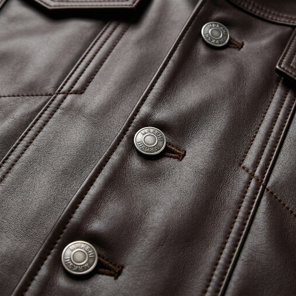 MRKSHI ALIVE — Lamb Nappa leather Jacket in Dark Chocolate, detail