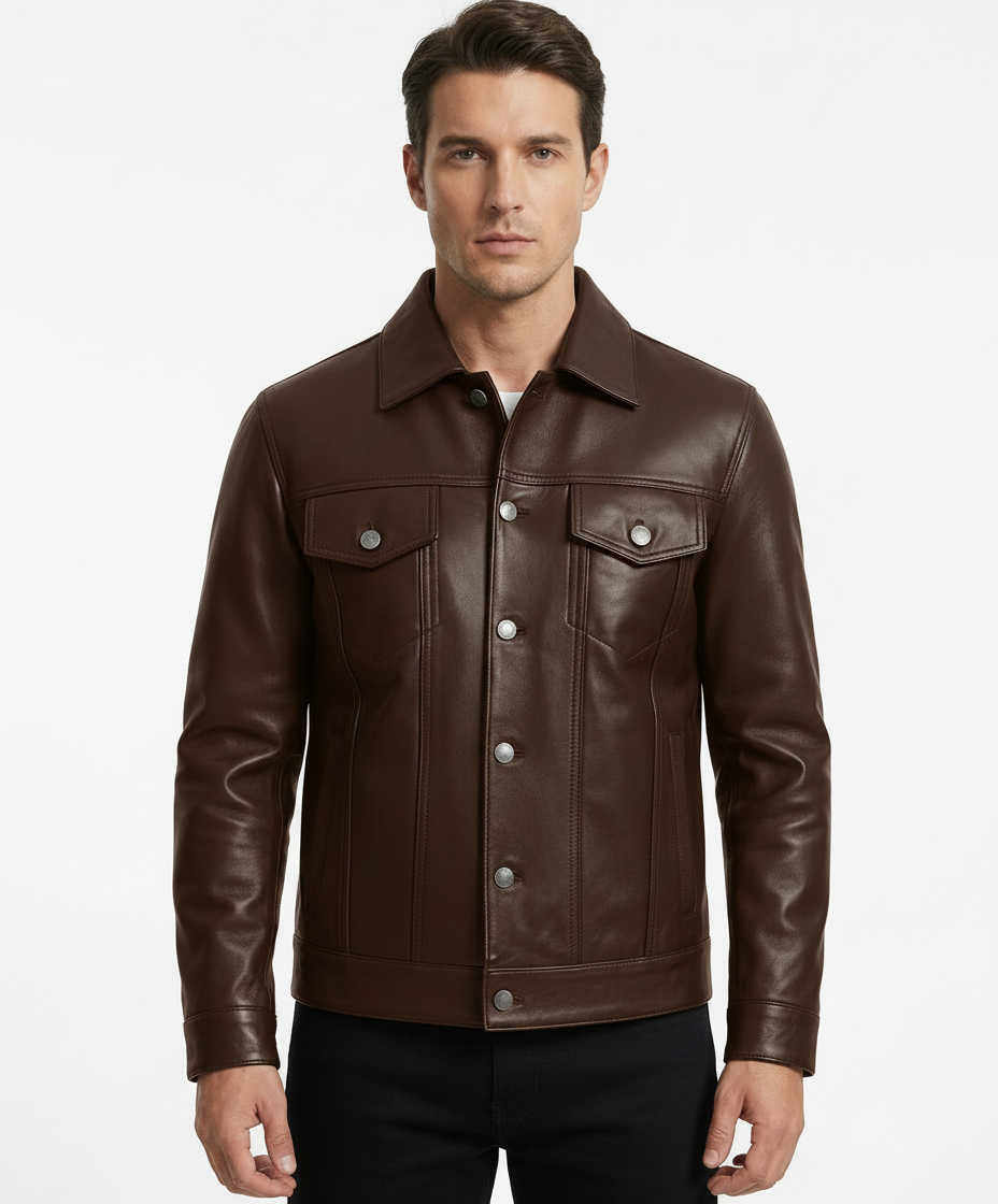 MRKSHI ALIVE — Lamb Nappa leather Jacket in Dark Chocolate, detail