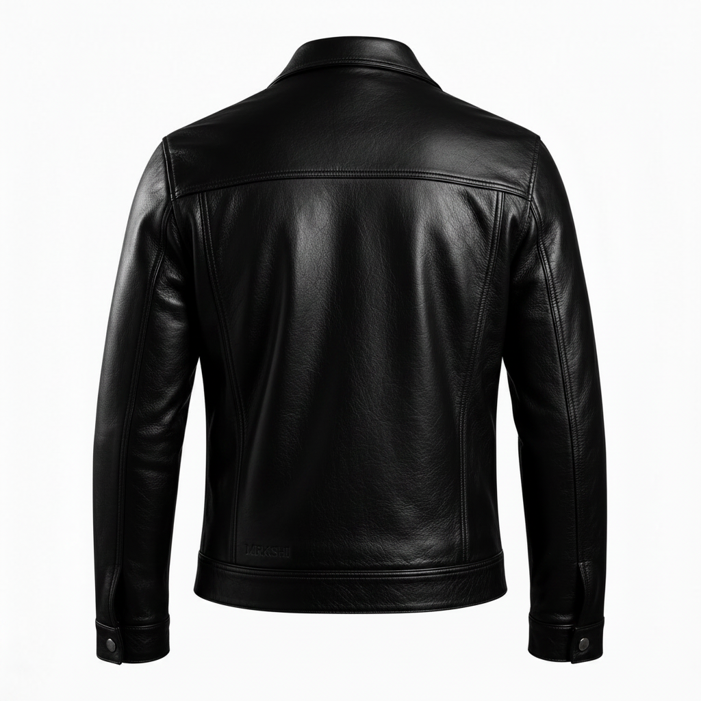 MRKSHI ALIVE — Lamb Nappa leather Jacket in Black, back view