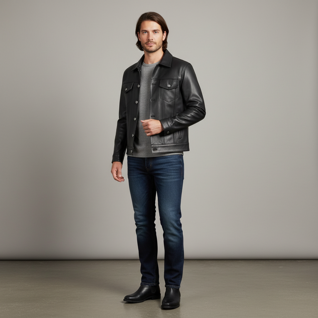 MRKSHI ALIVE — Lamb Nappa leather Jacket in Black, detail