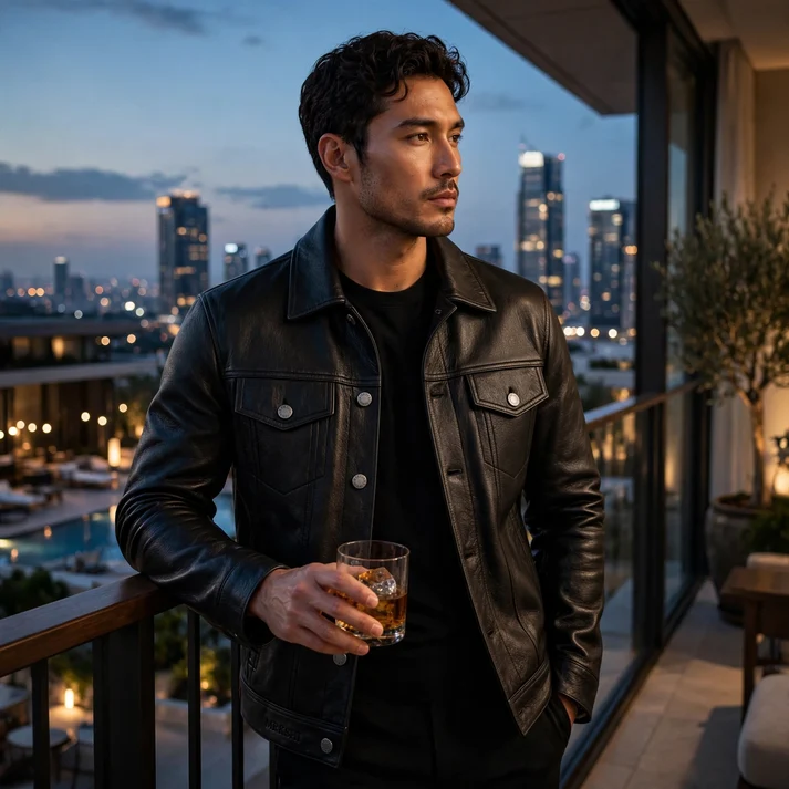 MRKSHI ALIVE — Lamb Nappa leather Jacket in Black, detail