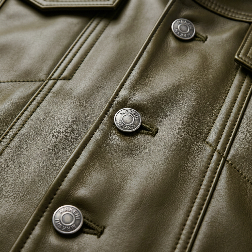MRKSHI ALIVE — Lamb Nappa leather Jacket in Olive, detail