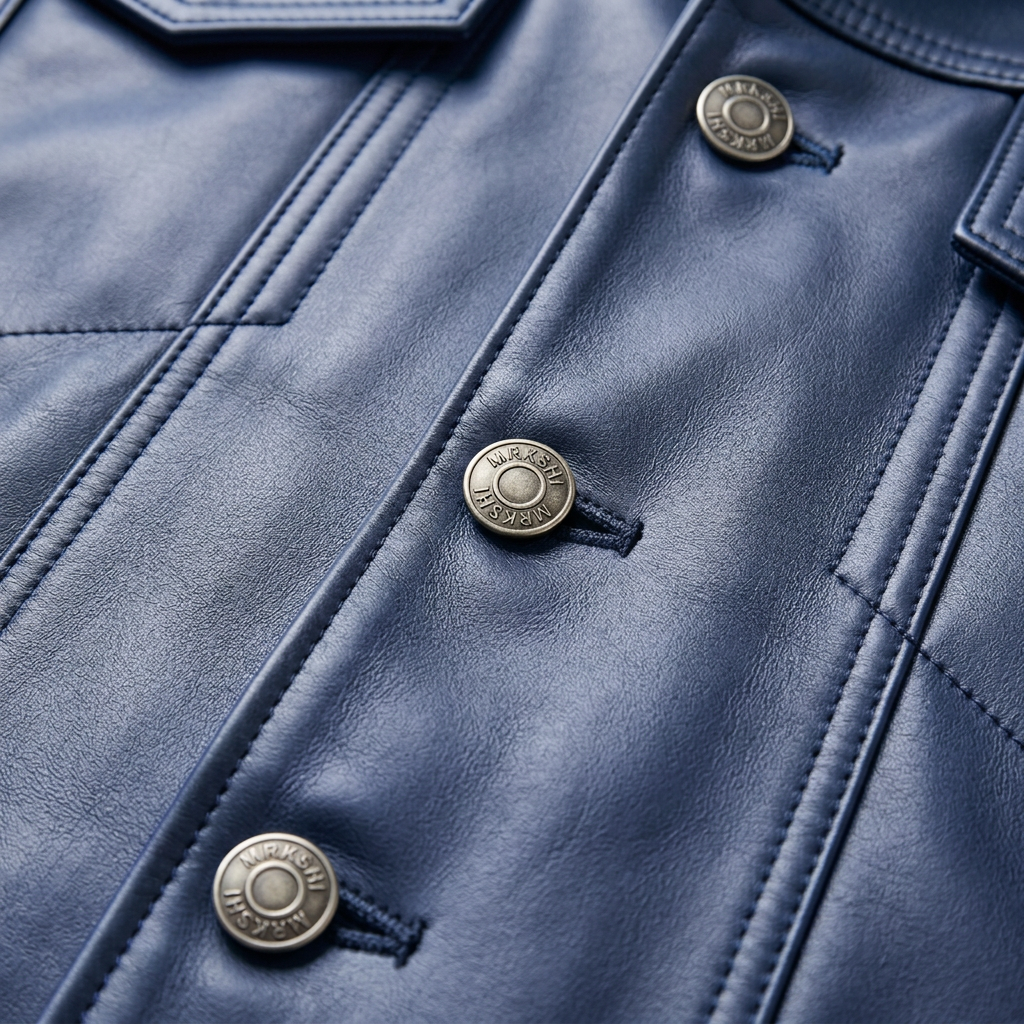 MRKSHI ALIVE — Lamb Nappa leather Jacket in Shark, detail