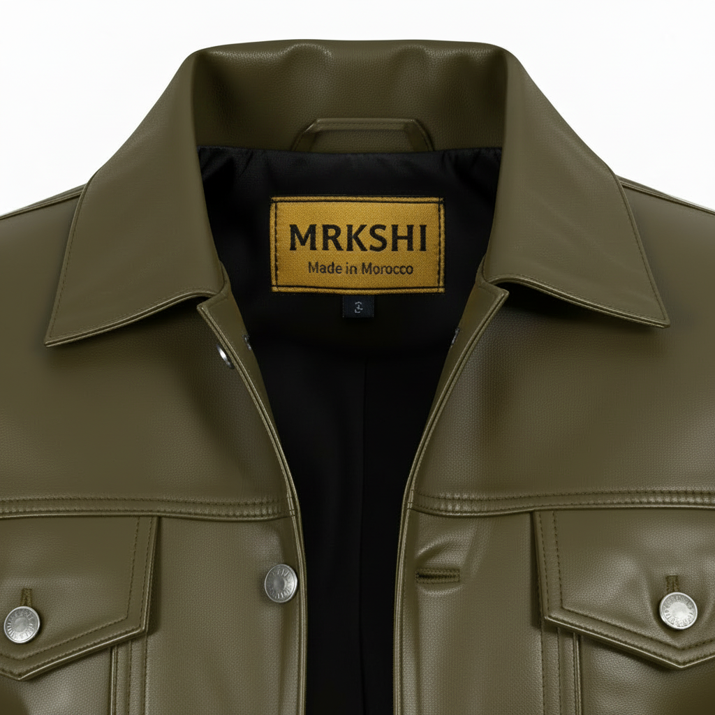 MRKSHI ALIVE — Lamb Nappa leather Jacket in Olive, detail