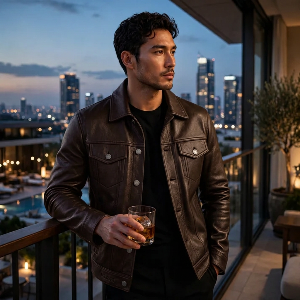MRKSHI ALIVE — Lamb Nappa leather Jacket in Dark Chocolate, detail
